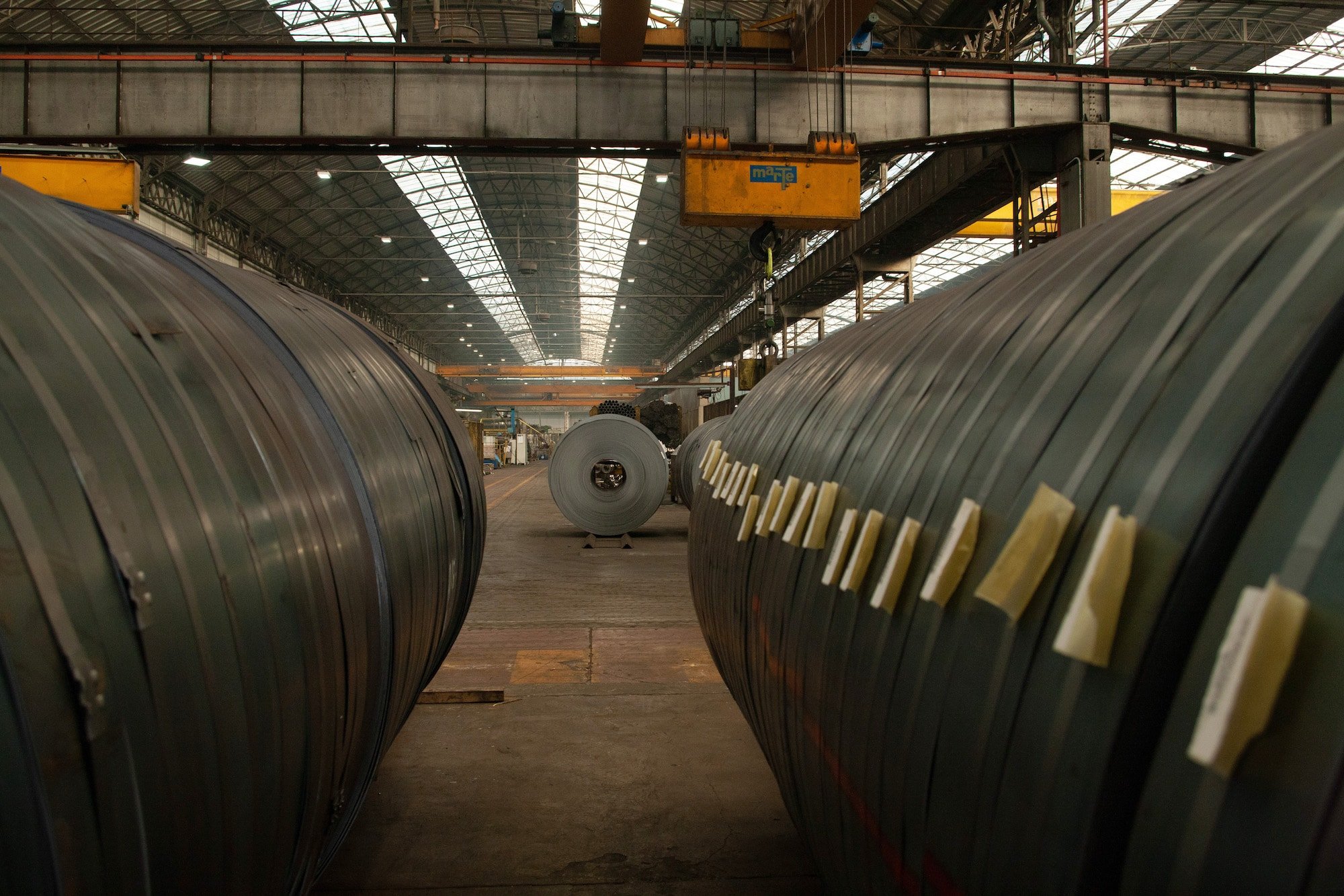 Steel coils in warehouse