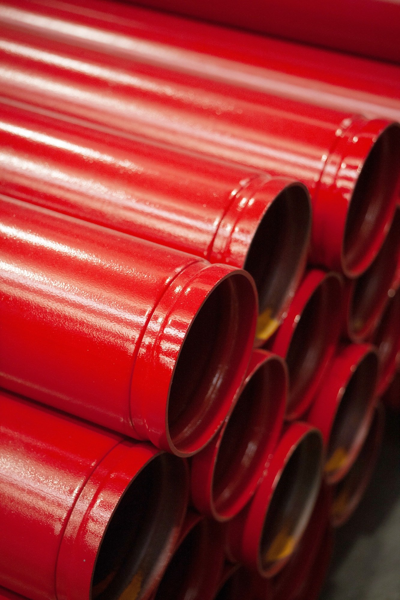 Red painted steel pipes
